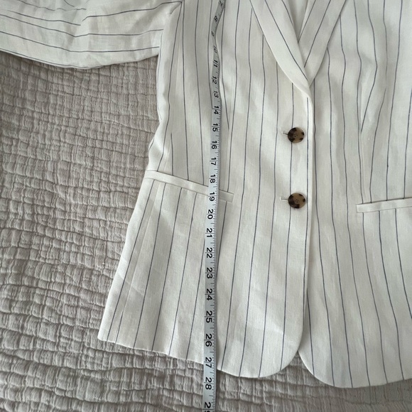Lafayette 148 Linen White Striped Blazer and Pants Set 2069 - Picture 8 of 12